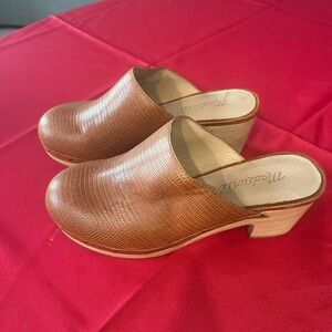 Madewell Tan Textured Leather Mules